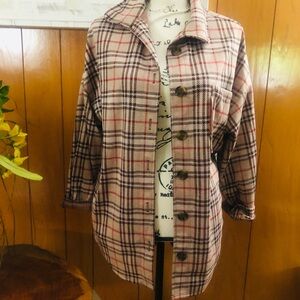 Fall Utility Jacket with Relaxed Fit with Tan & Red Stripes